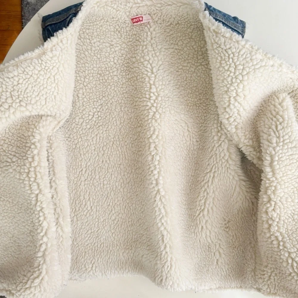 Vintage Levi’s Men’s Orange Tab Sherpa Fleece Denim Snap Button Vest Size XL